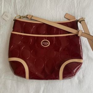 burgundy coach leather shoulder bag